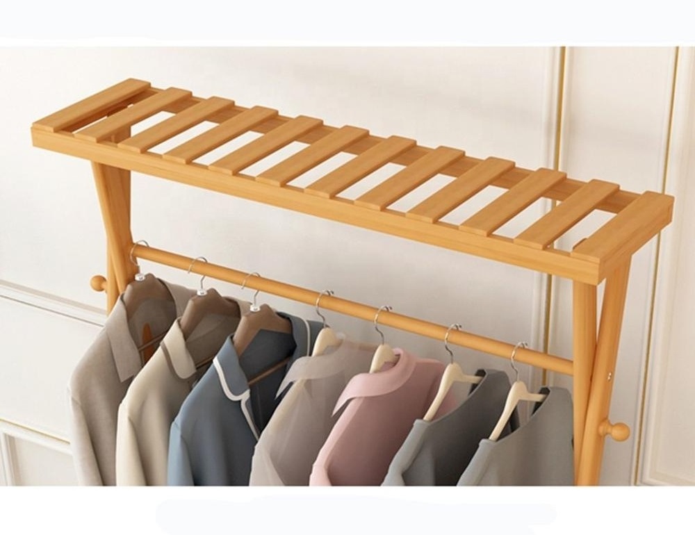 3 in 1 Bamboo Hanger Bedroom Hanger Hat Rack Floor Household Storage Rack Multi-Function Corridor Hanger Scarf Rack