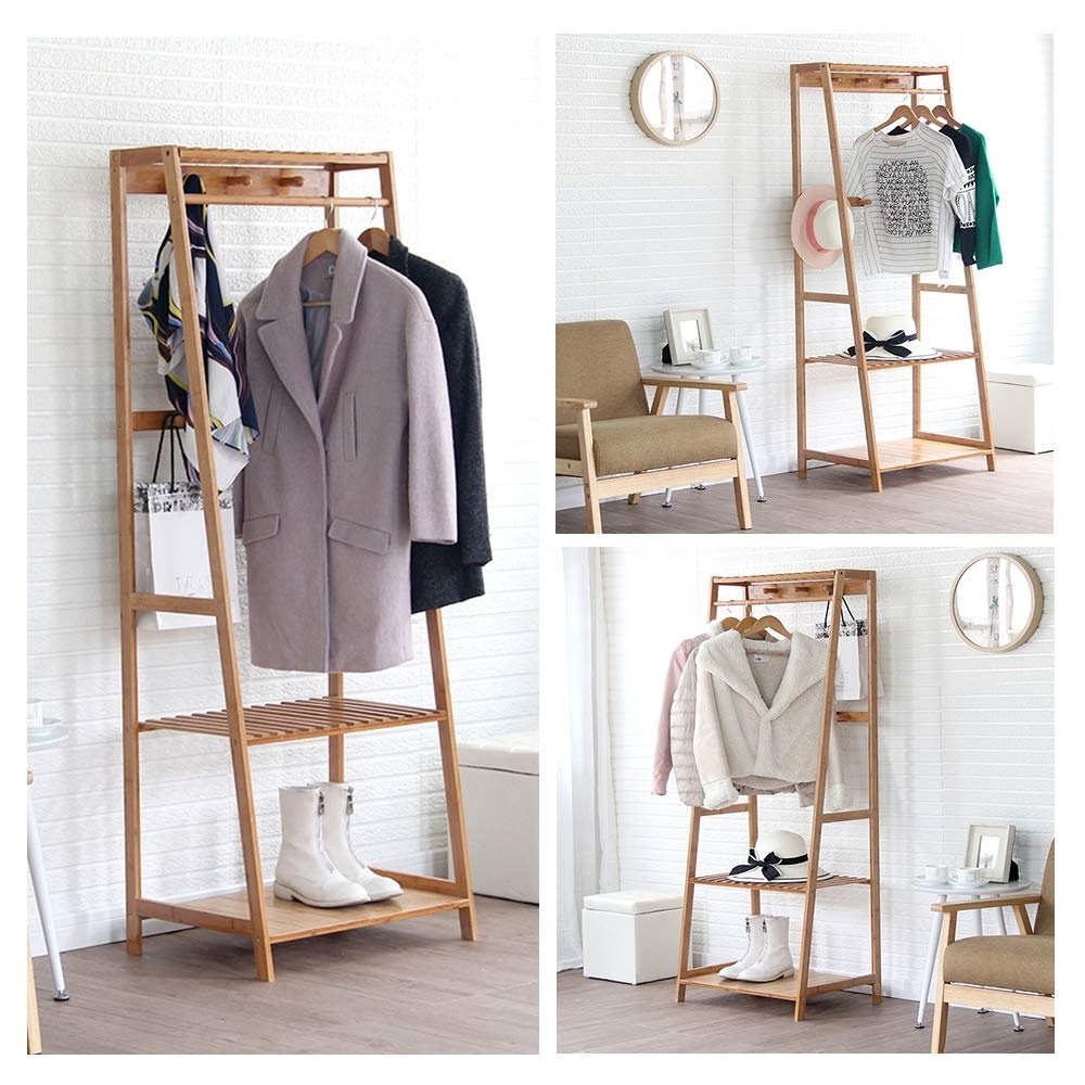 Clothing Rack Wood Bamboo High 65 X 31.5 