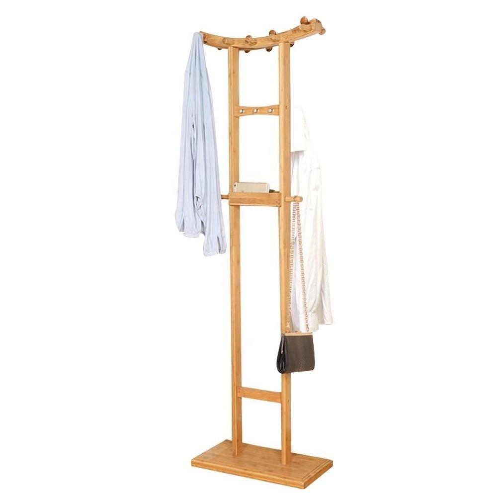 Rack Free Standing with Storage Shelf for Keys Wallet, Adjustable Solid  Double Coat Tree Hat Hanger with 15 Hooks for Clothes