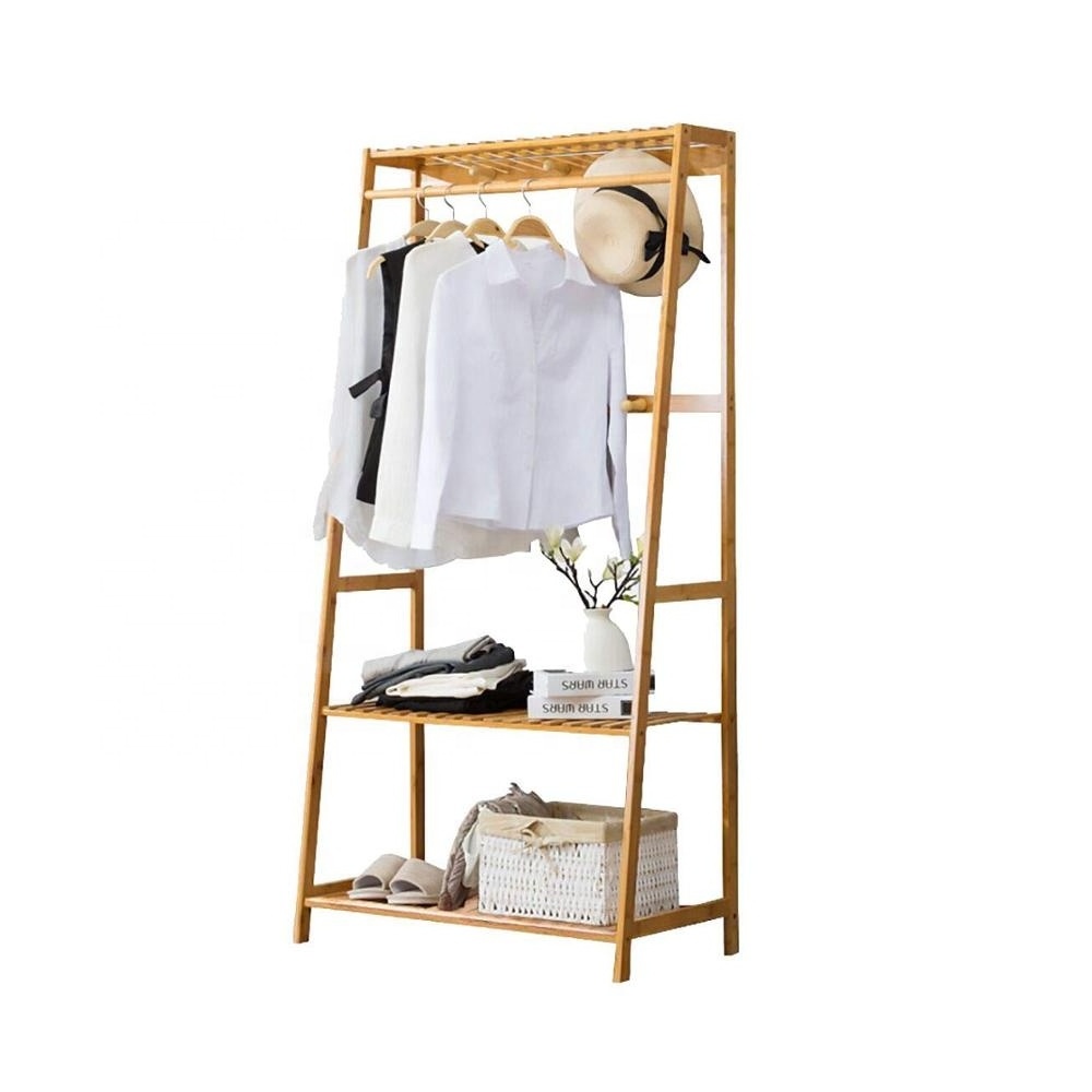 Clothing Rack Wood Bamboo High 65 X 31.5 