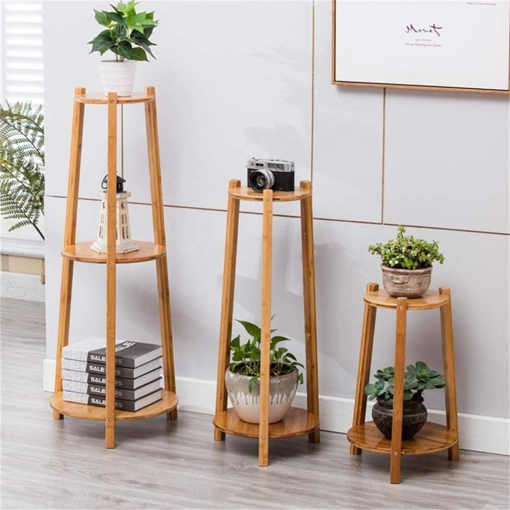 2-Tier Tall Plant Stands Indoor Outdoor Bamboo Plant Stand Shelves for Home, Office,Garden Plant Stands Shelves 29.5 x 9/11.8 in