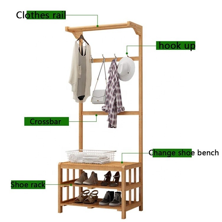 Home Furniture Simple Hanging Bamboo Clothes Rack