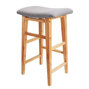 Counter Stool Height Bar Stool Chair - Backless 24" Gray Saddle Seat Stool, Solid Bamboo Furniture