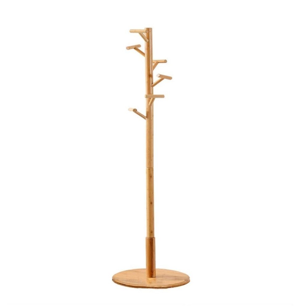 Coat Stand Bamboo Clothes Rack Hat Rack Hooks for Bedroom Free Standing 180x40x15cm Rack hat