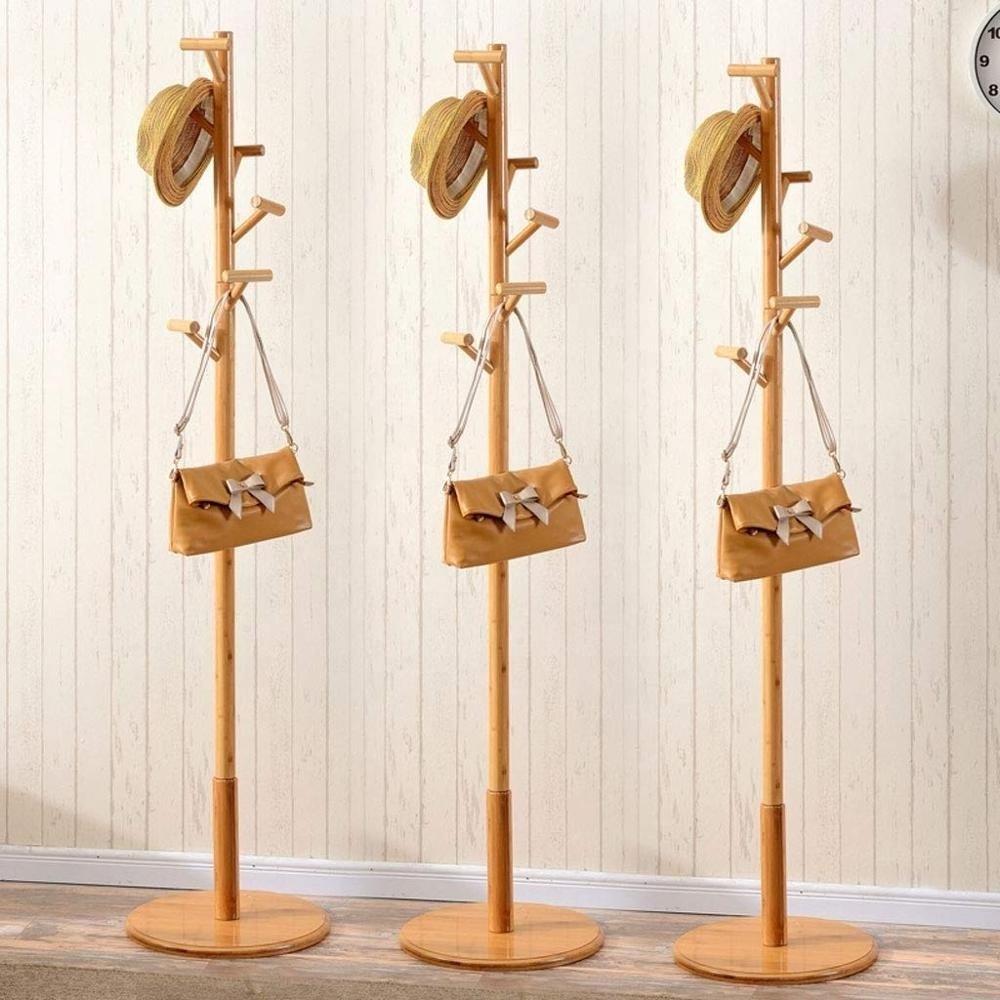 Coat Stand Bamboo Clothes Rack Hat Rack Hooks for Bedroom Free Standing 180x40x15cm Rack hat