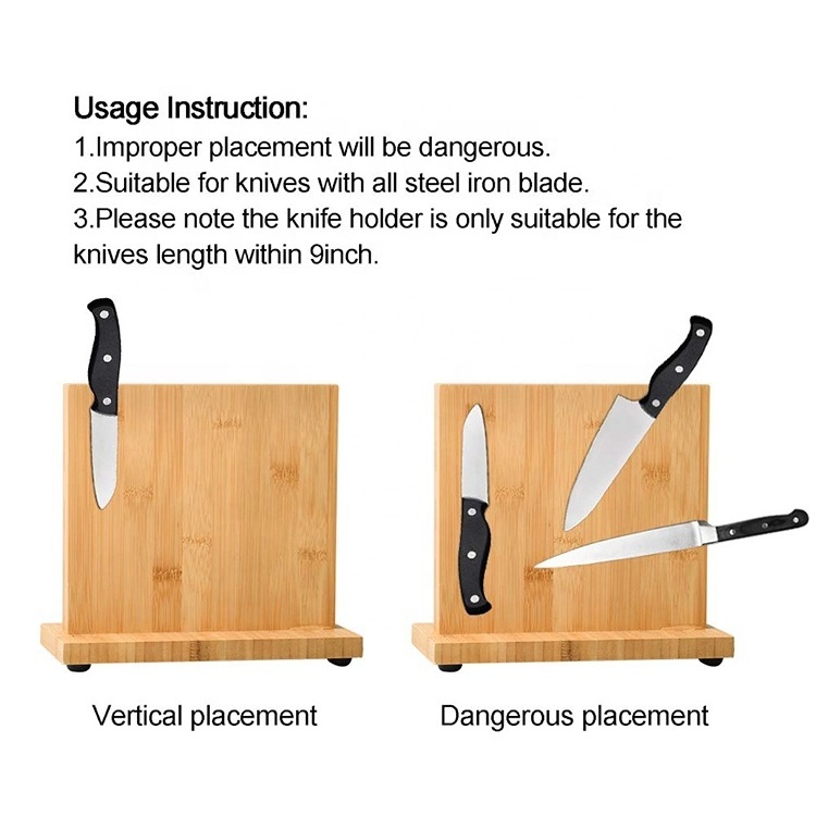 Magnetic Knife Block,Natural Bamboo Magnetic Knife Holder Organizer Dock,Cutlery Display Stand and Storage Rack