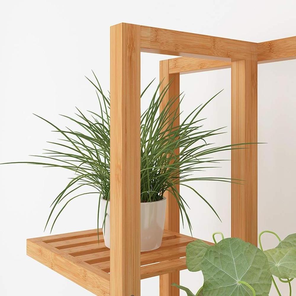 Tall Flower Display Rack with 7 Tiers Living Room Balcony Bamboo Floor-Standing Plant Stand Garden Flower Shelf