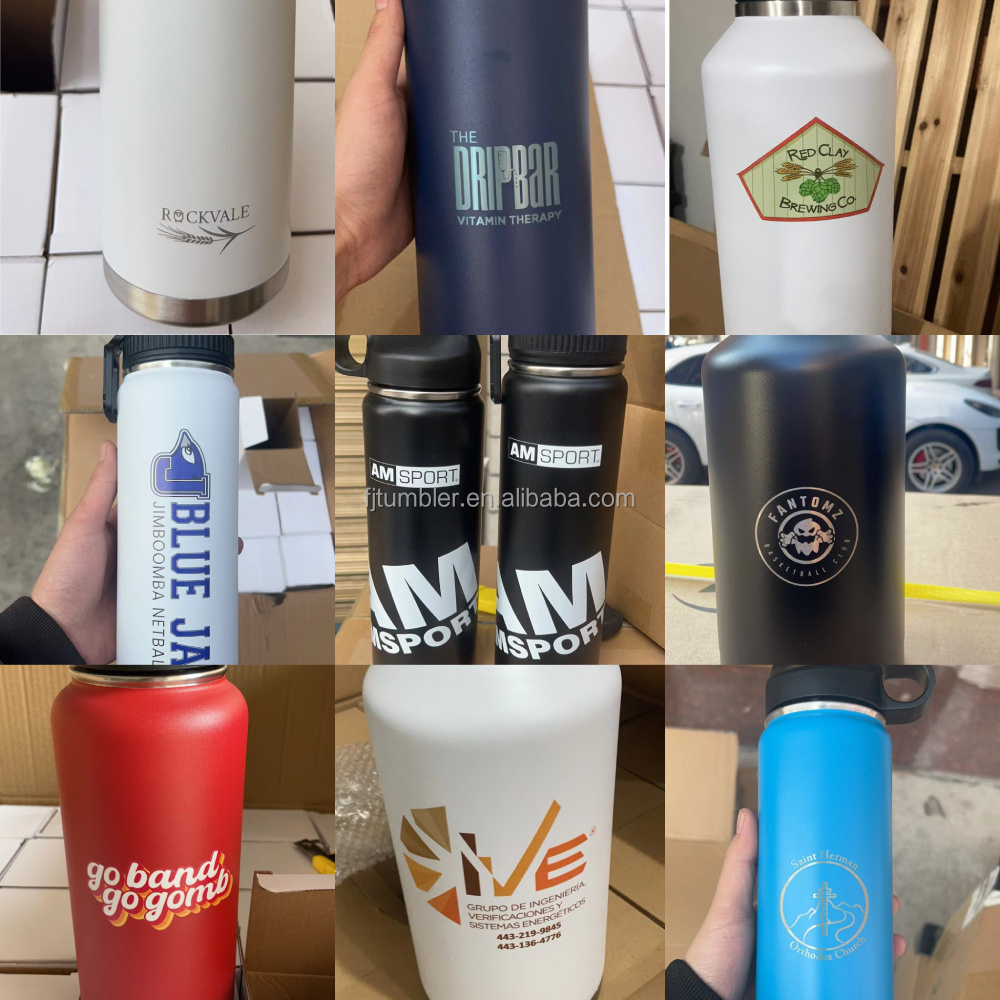 Insulated Stainless Steel Water Bottle 32 Ounce 40oz 64 oz 2.2l Vacuum Canteen 3 Lids Large Metal Drink Bottle Leak Proof