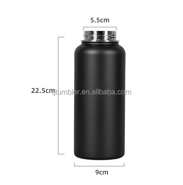 Insulated Stainless Steel Water Bottle 32 Ounce 40oz 64 oz 2.2l Vacuum Canteen 3 Lids Large Metal Drink Bottle Leak Proof