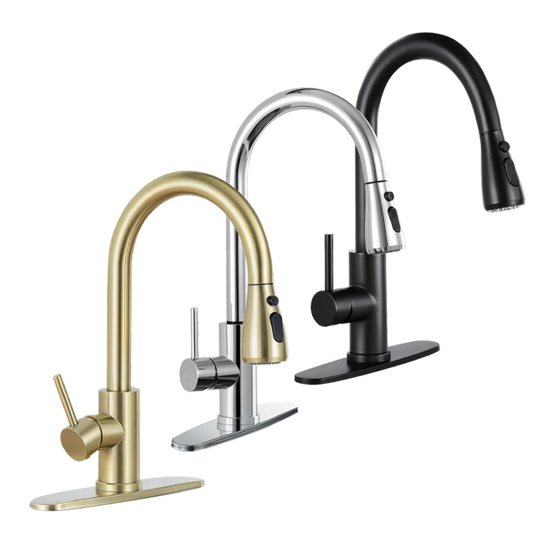 304 stainless steel modern pull out kitchen faucet