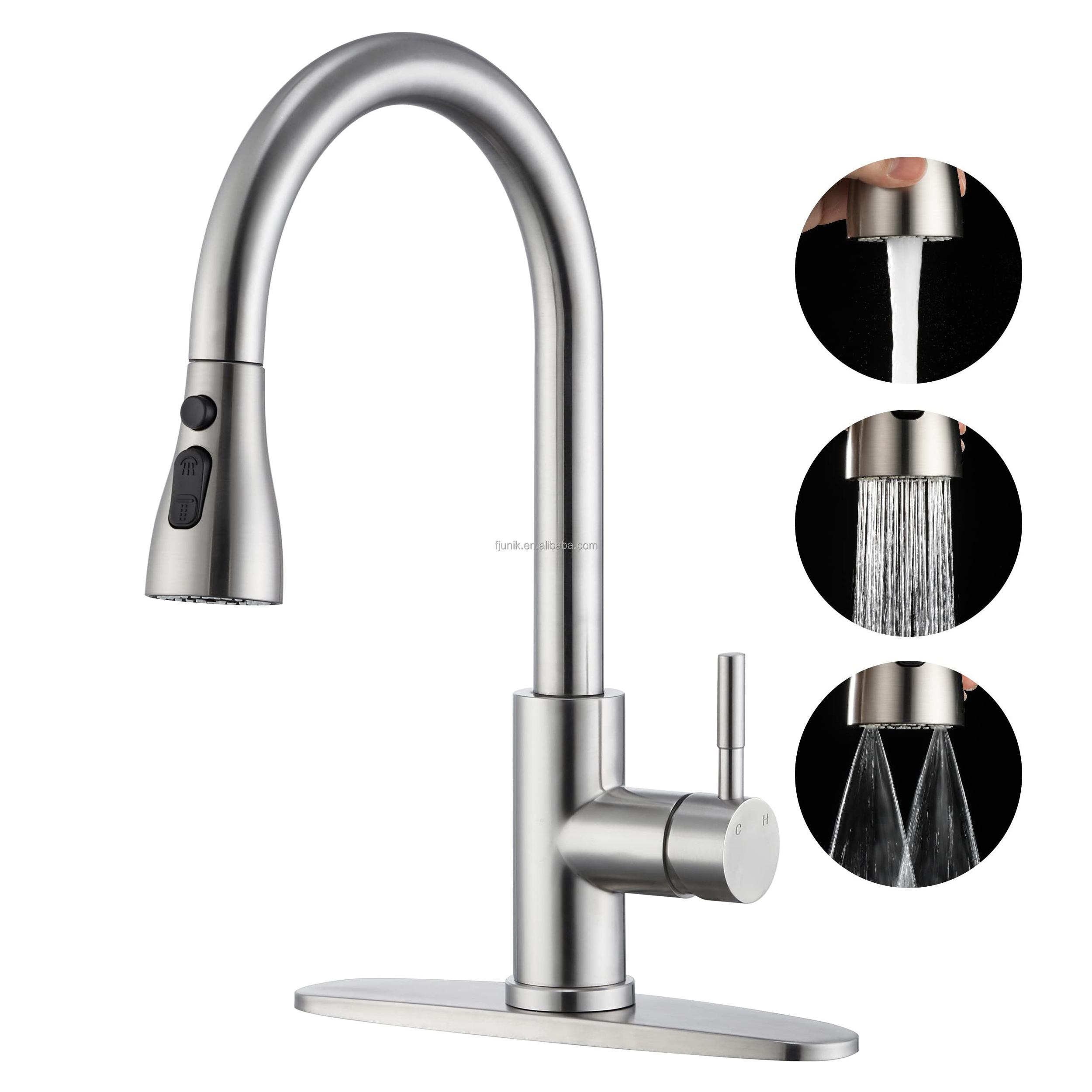 304 stainless steel modern pull out kitchen faucet