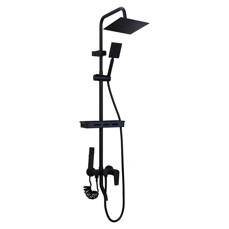 Bathroom Rain Black Shower Mixer Shower Bathing Set Contemporary Exposed Shower Faucet