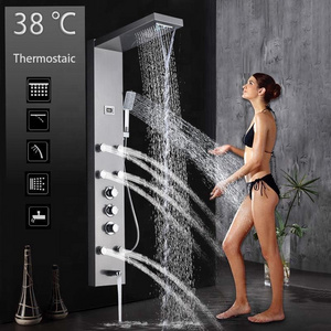 stainless steel wall mounted black shower column