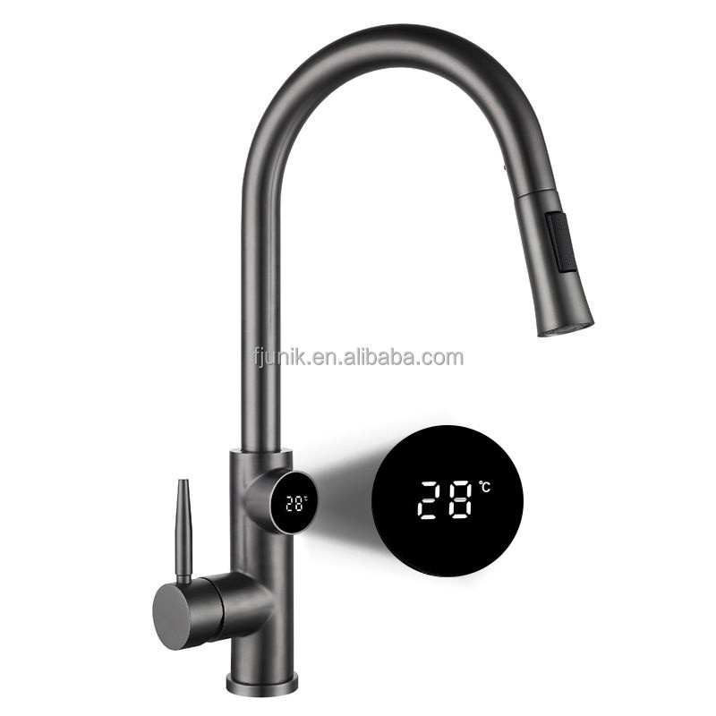 2023 New arrival high end metal gray smart kitchen faucet mixer kitchen digital faucet