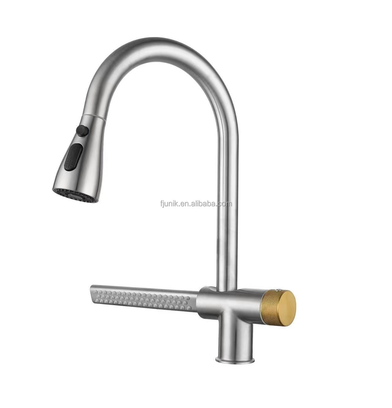 New developed single hole waterfall faucet SUS 304 pull out kitchen faucet with side sprayer