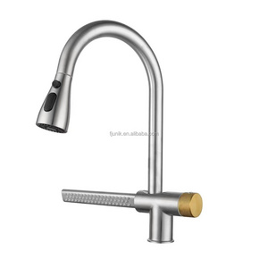 New developed single hole waterfall faucet SUS 304 pull out kitchen faucet with side sprayer