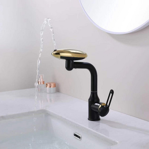 Latest Bathroom Sink Faucet Deck Mounted Hot and Cold Taps Waterfall Faucet Universal Mixer Faucet