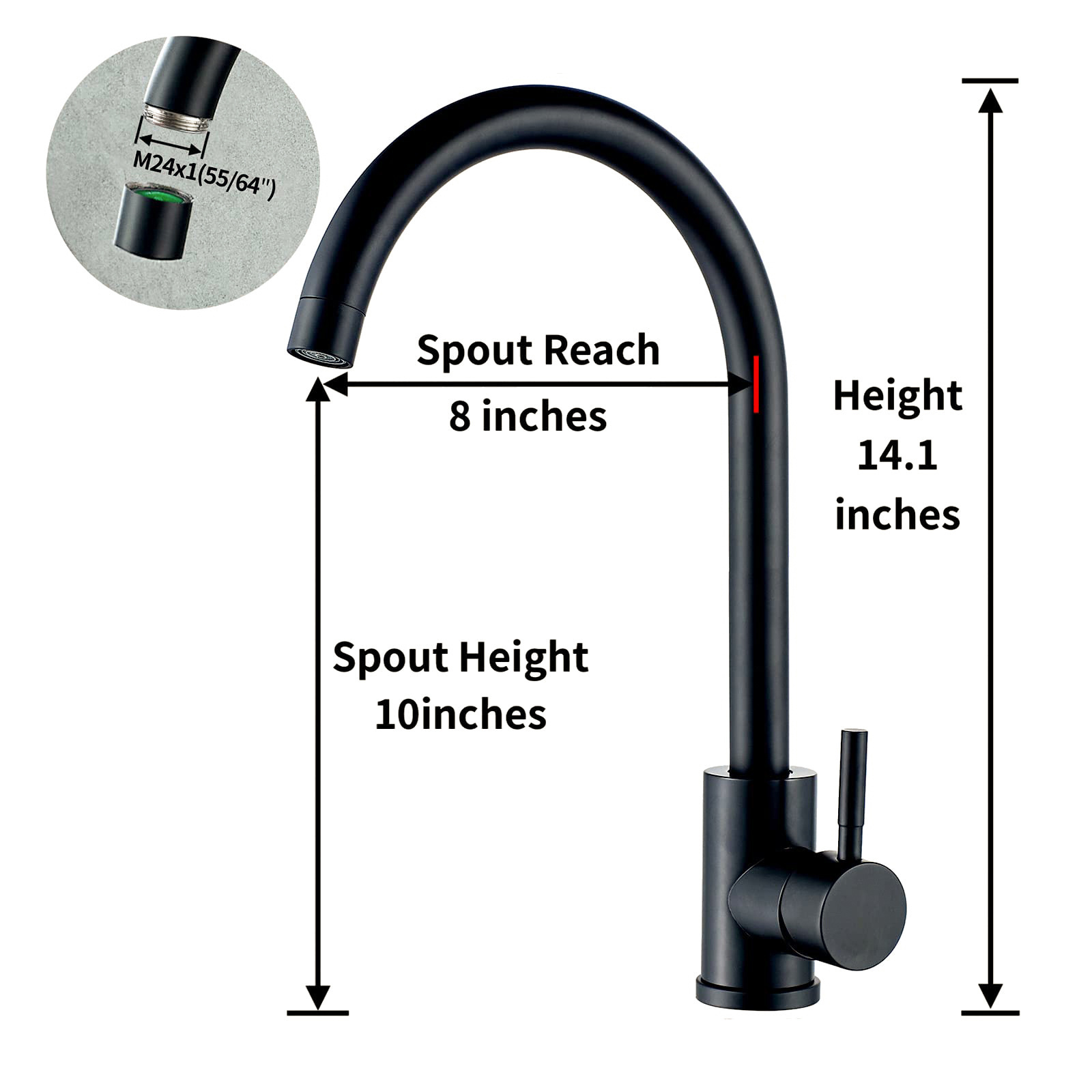 Factory Supply Commercial Goose Neck Stainless Steel Gold Black Kitchen Faucet