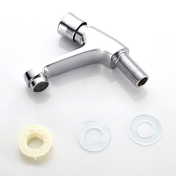 Public Kitchen Bathroom Chrome Plated Self Closing Water Saving Time Delay Faucet Time-lapse faucet