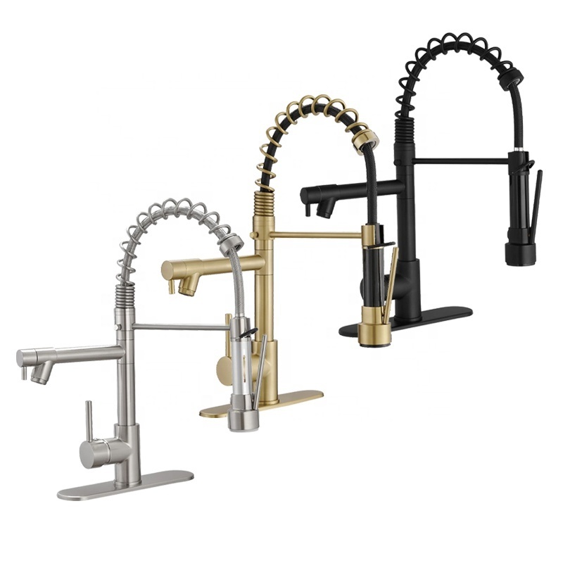 Spring Kitchen Faucets Pull Down gourmet kitchen faucet brass pull down kitchen sink faucet with spray tap