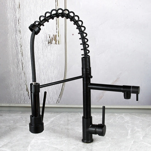 Good Selling SUS304 Kitchen Spring Faucets with Pull Down 3 Function Sprayer Cheap Kitchen Taps Black Tap