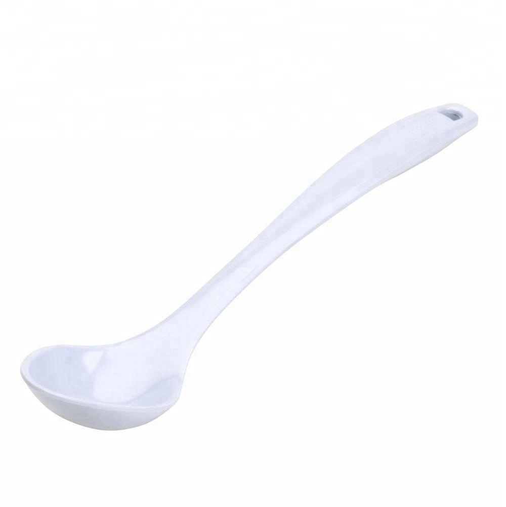 White plastic solid soup cooking serving ladle