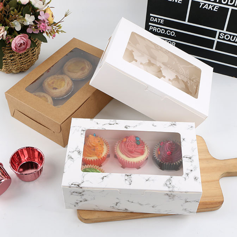 Birthday Transparent Cake Paper Box Wedding Gift Boxes 6 Inches Takeaway Cake Box With Handle