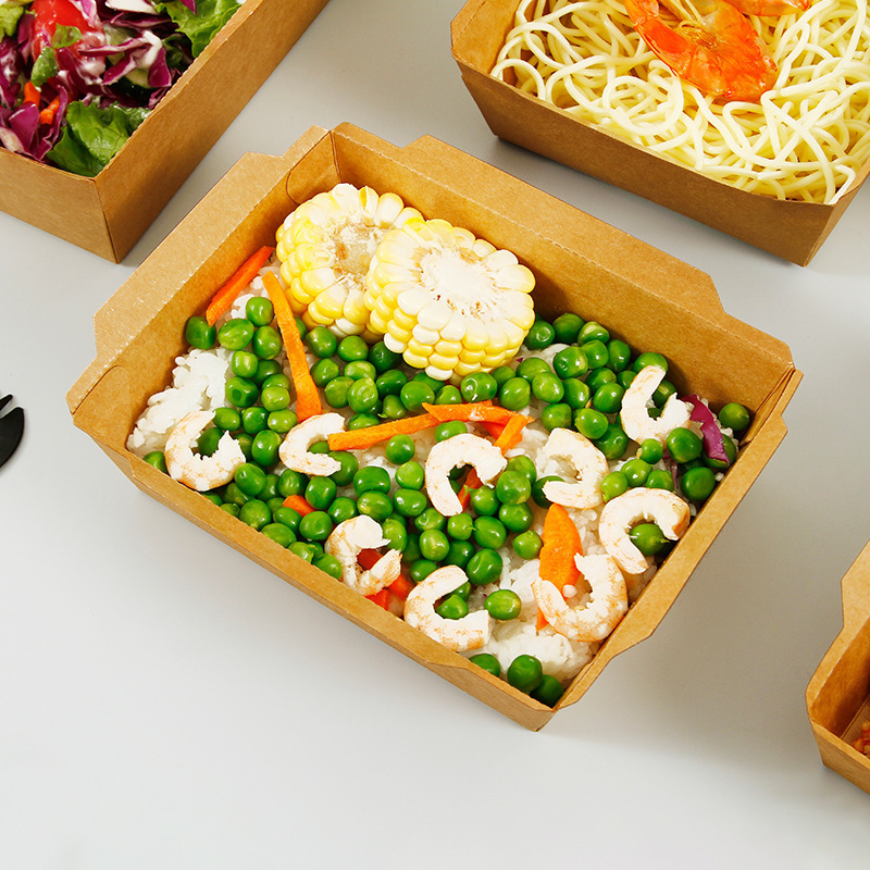 Whosale Custom Printed High Quality Biodegradable Take Away Paper Food Box Disposable  Food Grade Kraft Paper Lunch Box