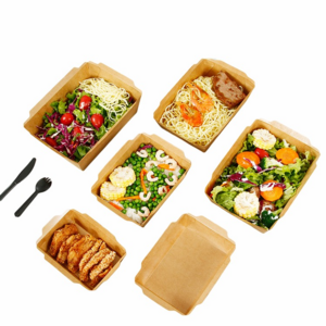 Whosale Custom Printed High Quality Biodegradable Take Away Paper Food Box Disposable  Food Grade Kraft Paper Lunch Box