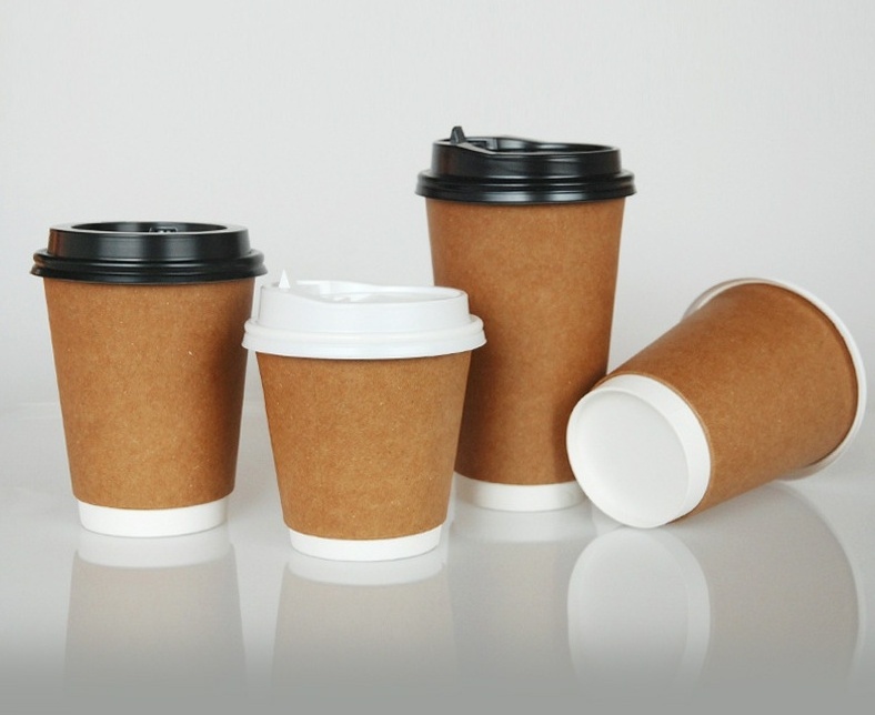 China Manufacturer Custom Logo Printed  Disposable  4 oz 8 oz Coffee Tea and Ice  White Paper Cup with Lid