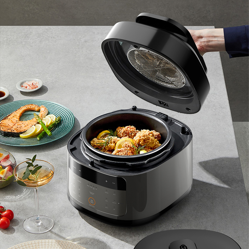 Air Fryer & Pressure Cooker Combo All-in-1 Slow rice cooker /Steam air fryer Pressure Cooker with two different lids