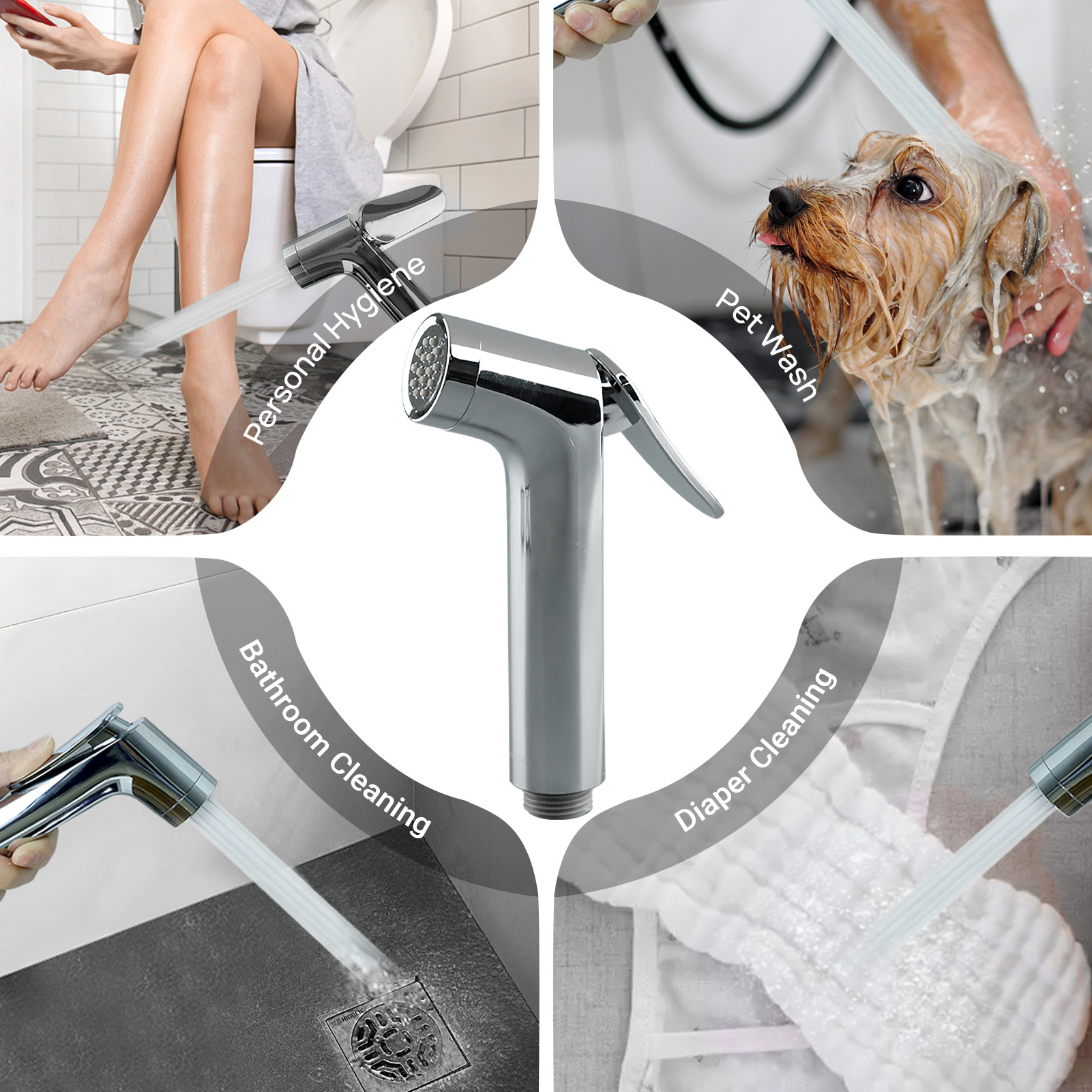 Bathroom Personal Hygiene Spray Stainless Steel Toilet Bidet Sprayer Handheld Cloth Diaper Sprayer with Hose