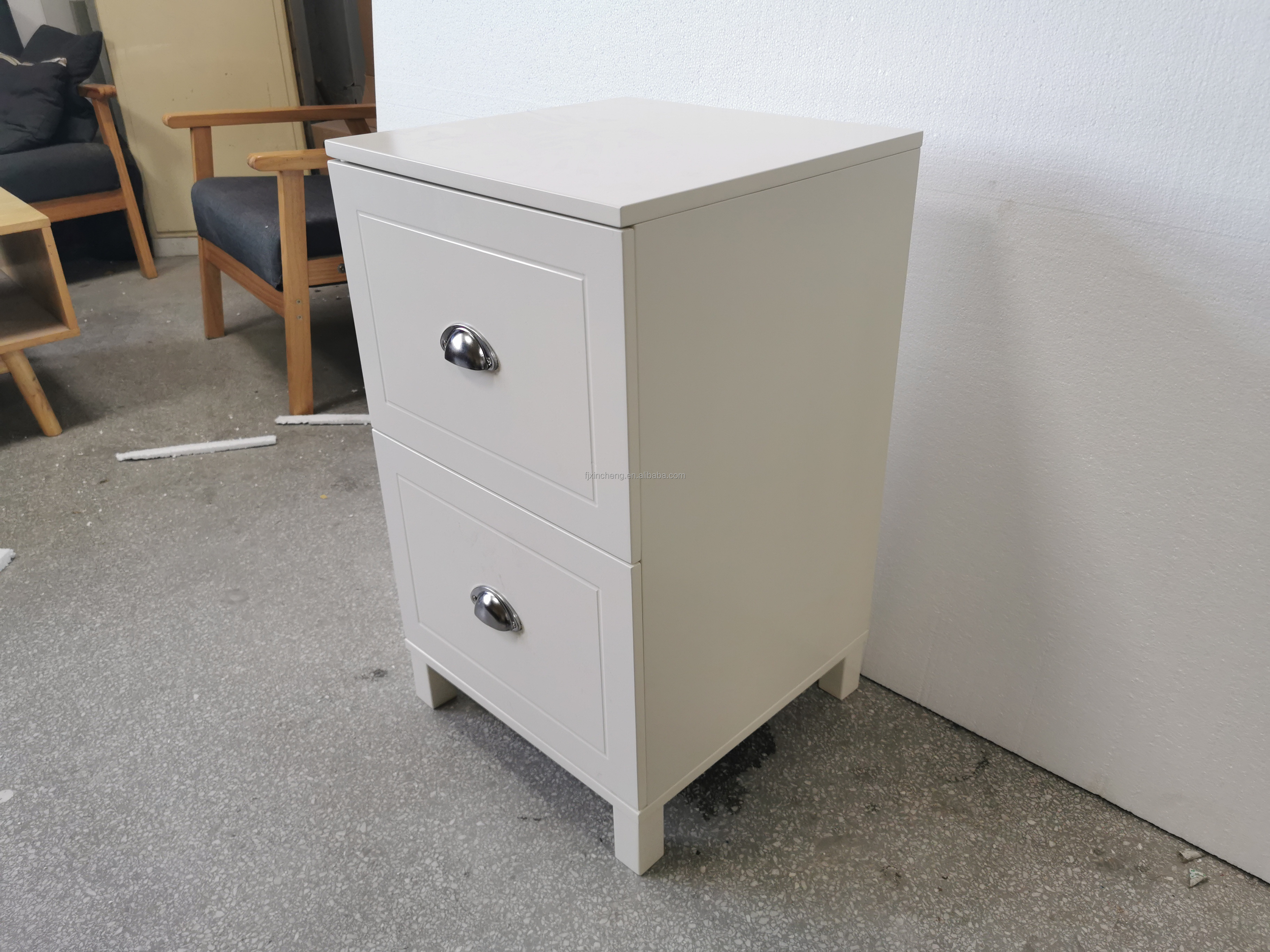 Modern two drawers cabinet new design white market trend side table