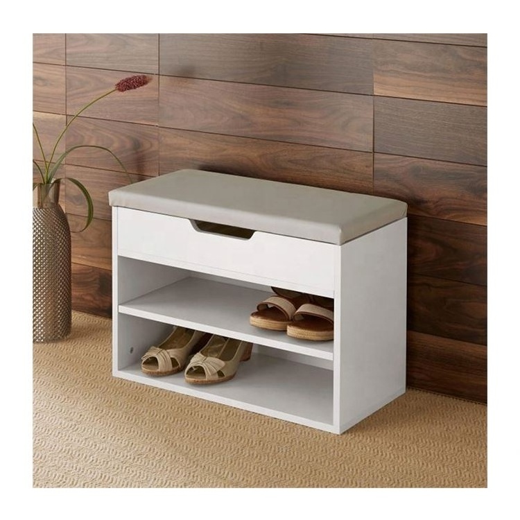 Living room furniture wooden shoe rack with PU seat for home shoe cabinet bench  use bench