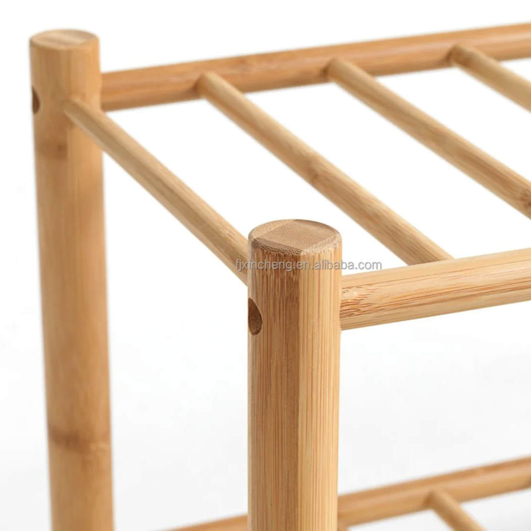 shoes rack wood bench two tiers bamboo Bench