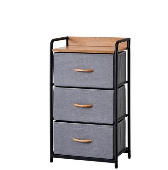 New Market trend Factory Priceshelving four fabric drawers metal frame top table for livingroom corner table cabinet storage