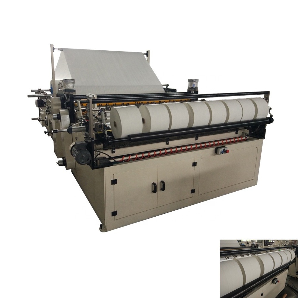 Automatic maxi roll small toilet paper rewinding slitting machine