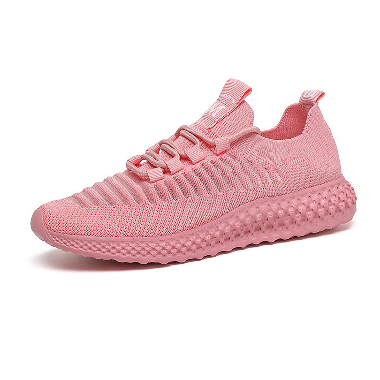 Flying Woven Yellow Sneakers Women Autumn Gym Casual Shoes Breathable Mesh Upper Flat Shoes For Women