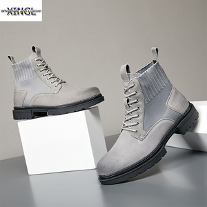 Creative Leather Boots Elastic Fashion Boy Youth Boots Campus Luxury Leather Vintage Handmade Men Frock Boots