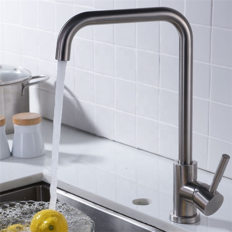 2022 New Design Custom Square Stainless Steel Modern Kitchen Faucet with Wire drawing