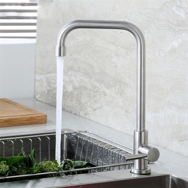 2022 New Design Custom Square Stainless Steel Modern Kitchen Faucet with Wire drawing