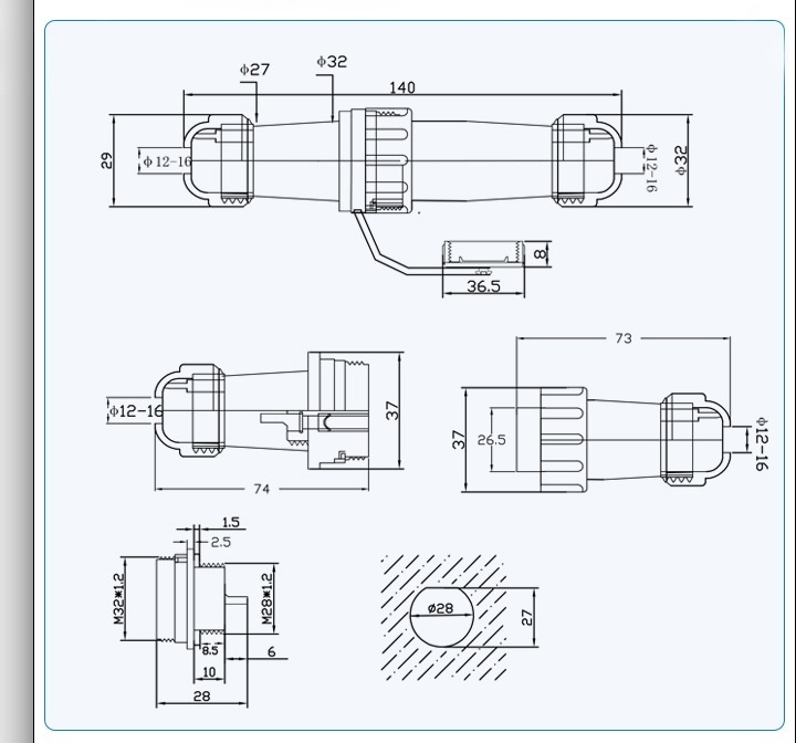 Sp13 SP16  Electrical Cable Ip68 2-8p 2pin Quick Water proof Connector Aviation Connectors