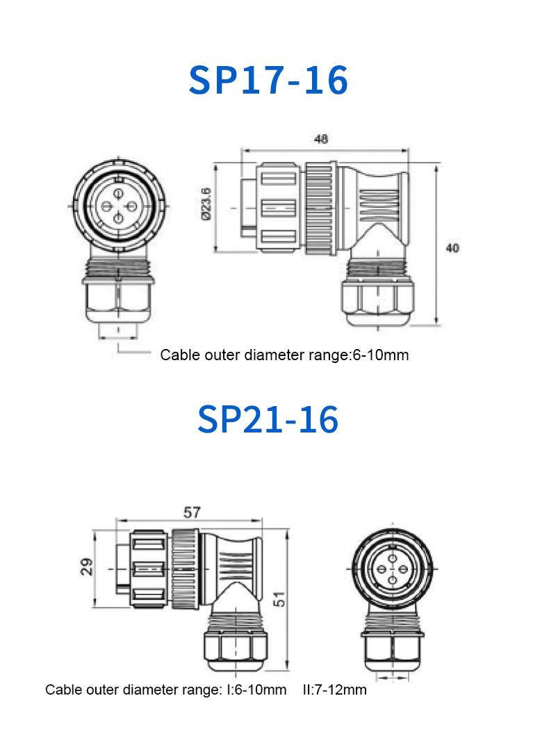 In stock Sp13 SP16 SP17 SP21 IP68 Water proof  Connector electrical  sp connector