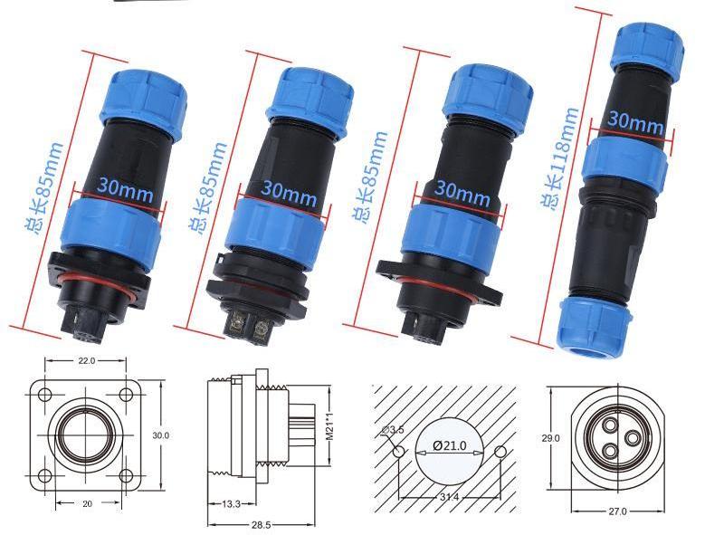 In stock Sp13 SP16 SP17 SP21 IP68 Water proof  Connector electrical  sp connector