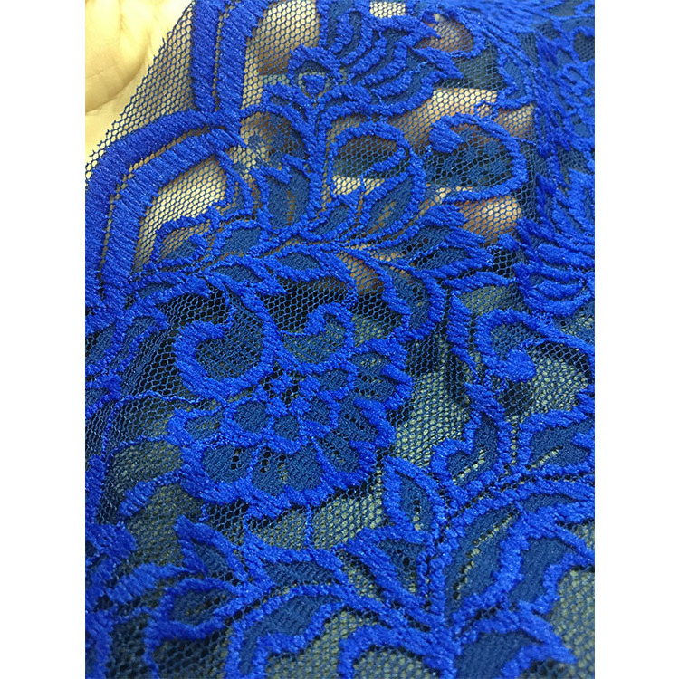 Cheap price royal blue lace floral mesh fabric african lace fabric for woman dress