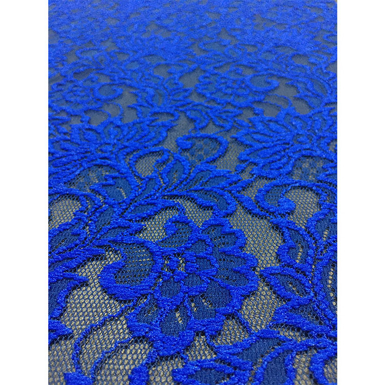 Cheap price royal blue lace floral mesh fabric african lace fabric for woman dress