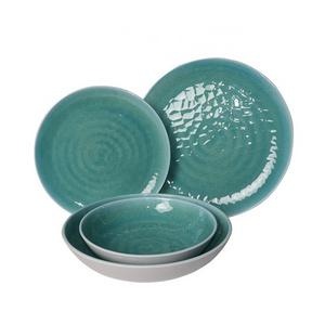 Cheap wholesale OEM green color melamine unbreakable japanese restaurant tableware pakistani 16pcs dinner set