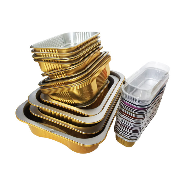 ODM Heatable Pulp Moulding Rectangular Aluminum  Food Container foil Box Tray for Cake food retail