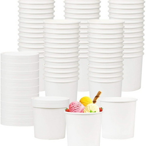 Paper Ice Cream Cups Frozen Dessert Containers with Lids Cold and Hot Food Container