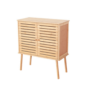 Home Furniture 2 Tier Wooden Bathroom Shoe Paraffin Block Outdoor Modern Bamboo Storage Cabinet With Drawers Lock Tall Door